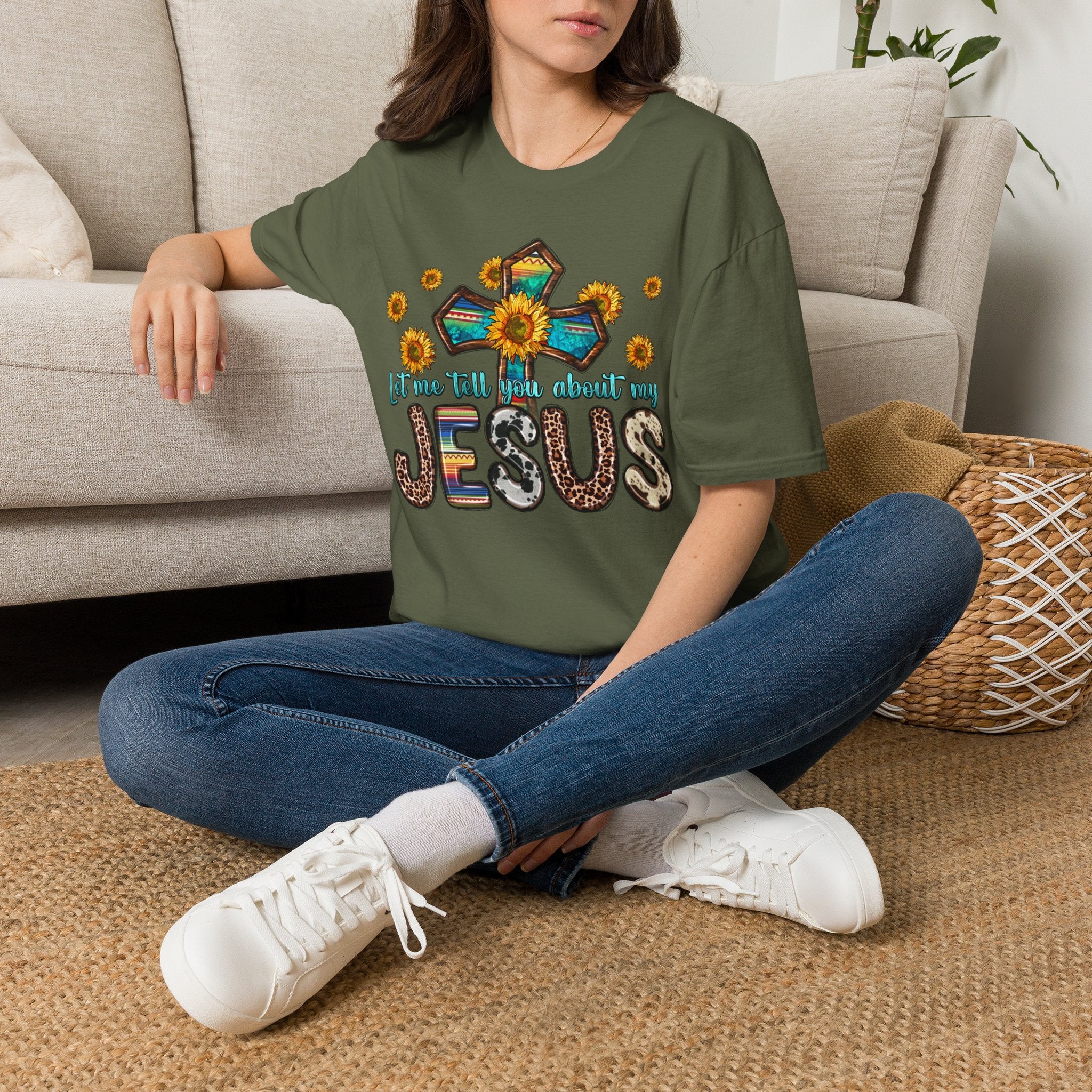 Jesus Sunflower Cross T-Shirt — It’s Me Tell You About My Jesus Graphic Tee