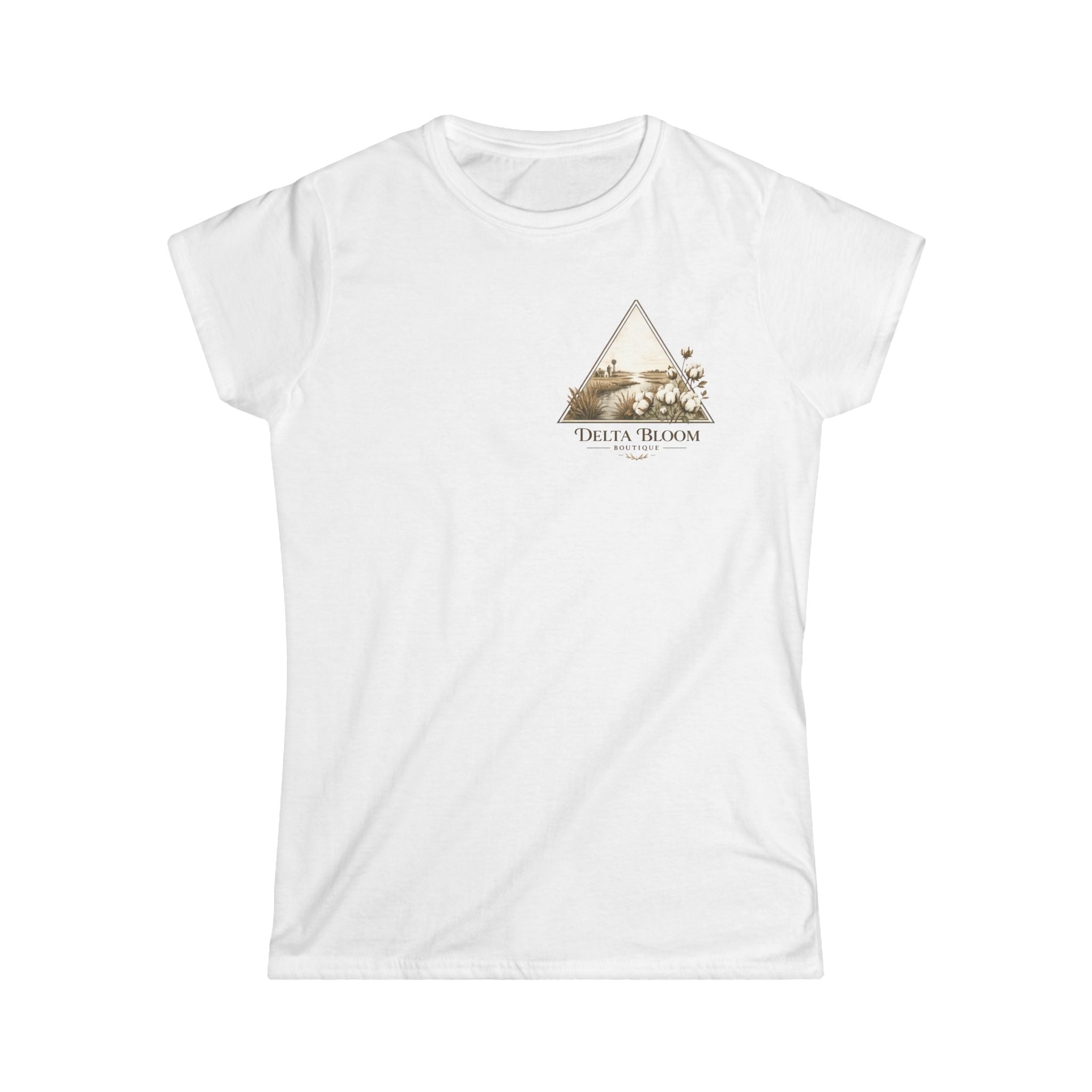 Delta Bloom Boutique Tee — Floral Triangle Logo Women's Tee