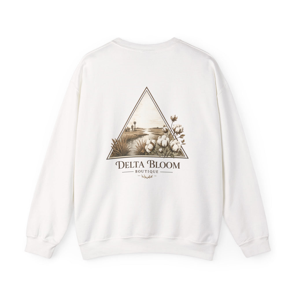 Delta Bloom Crewneck Sweatshirt — Botanical Triangle Graphic