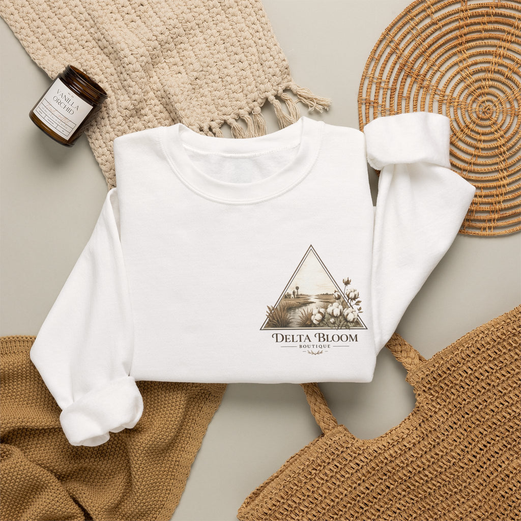 Delta Bloom Crewneck Sweatshirt — Botanical Triangle Graphic
