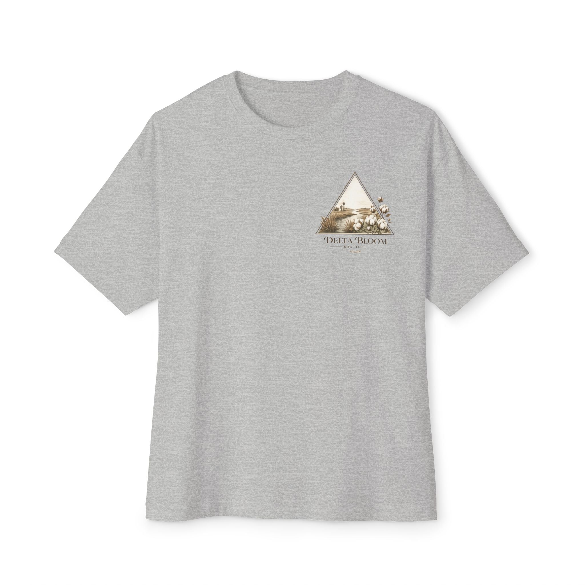 Delta Bloom Boutique Tee — Floral Triangle Logo Oversized T‑Shirt