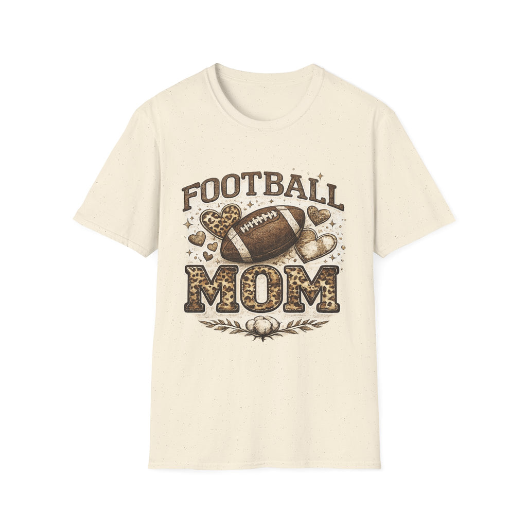 Football Mom T-Shirt — Leopard Heart Football Design