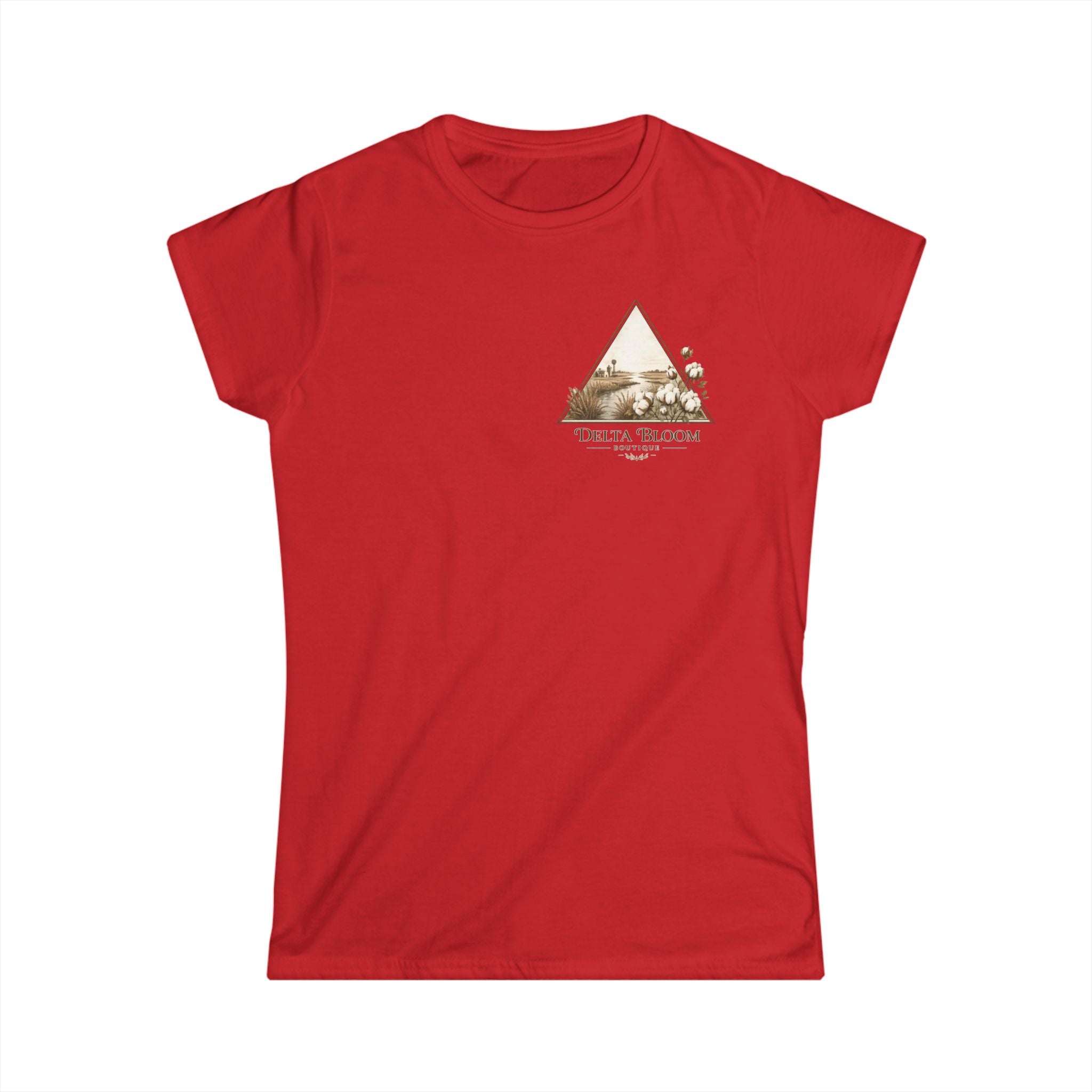 Delta Bloom Boutique Tee — Floral Triangle Logo Women's Tee