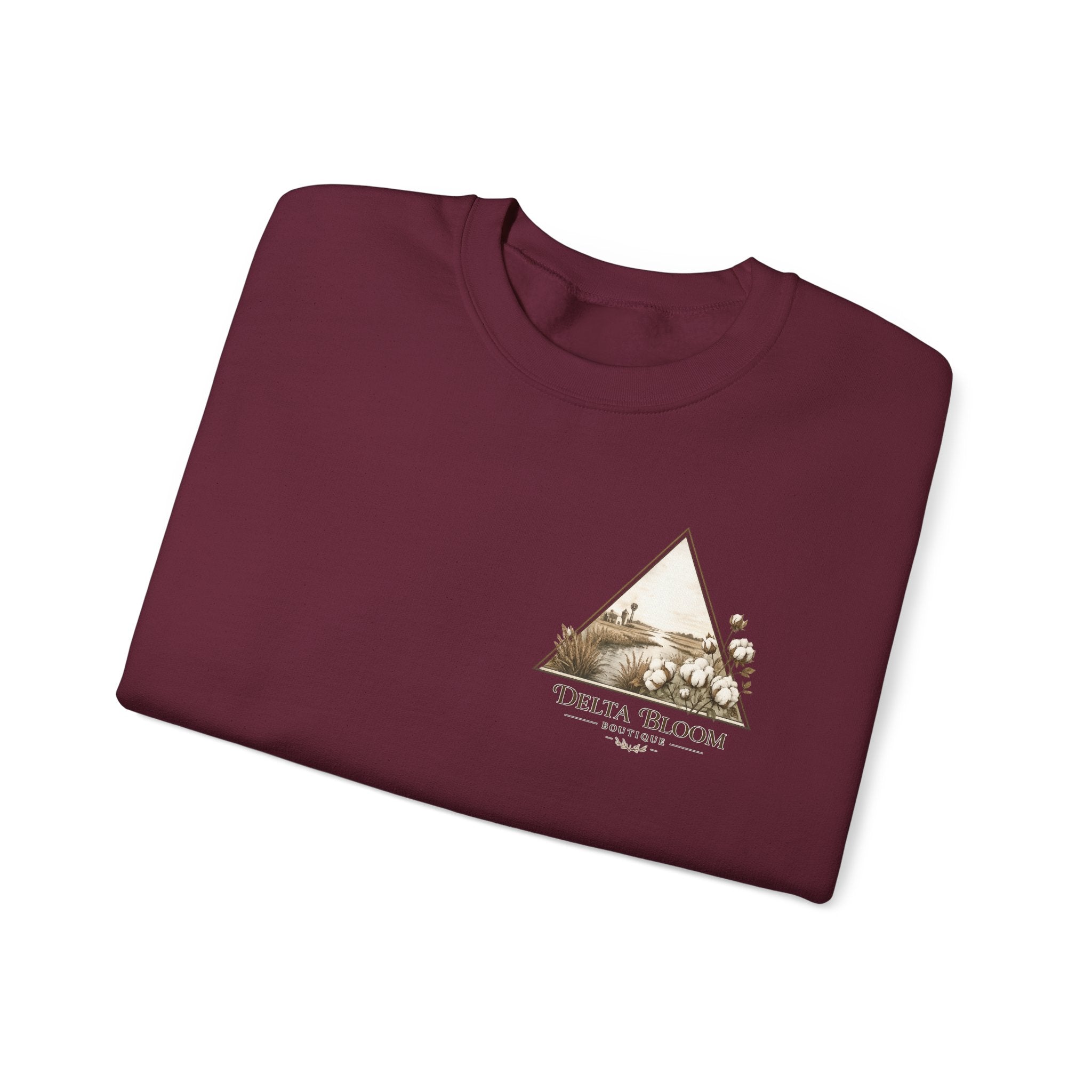 Delta Bloom Crewneck Sweatshirt — Botanical Triangle Graphic