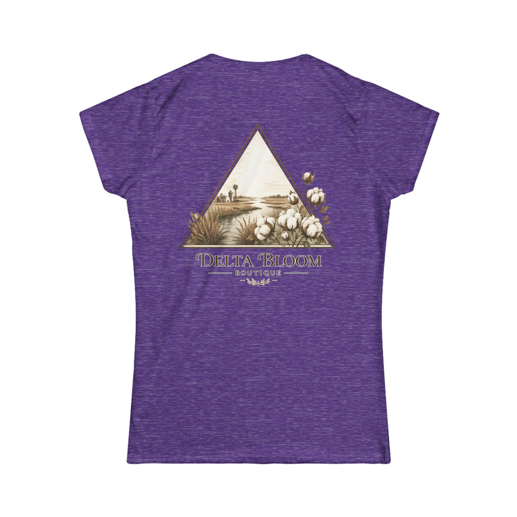 Delta Bloom Boutique Tee — Floral Triangle Logo Women's Tee