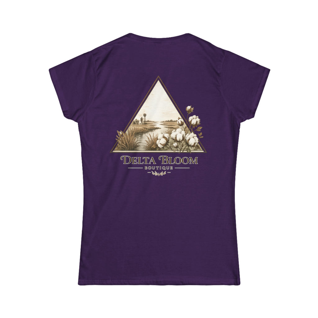 Delta Bloom Boutique Tee — Floral Triangle Logo Women's Tee