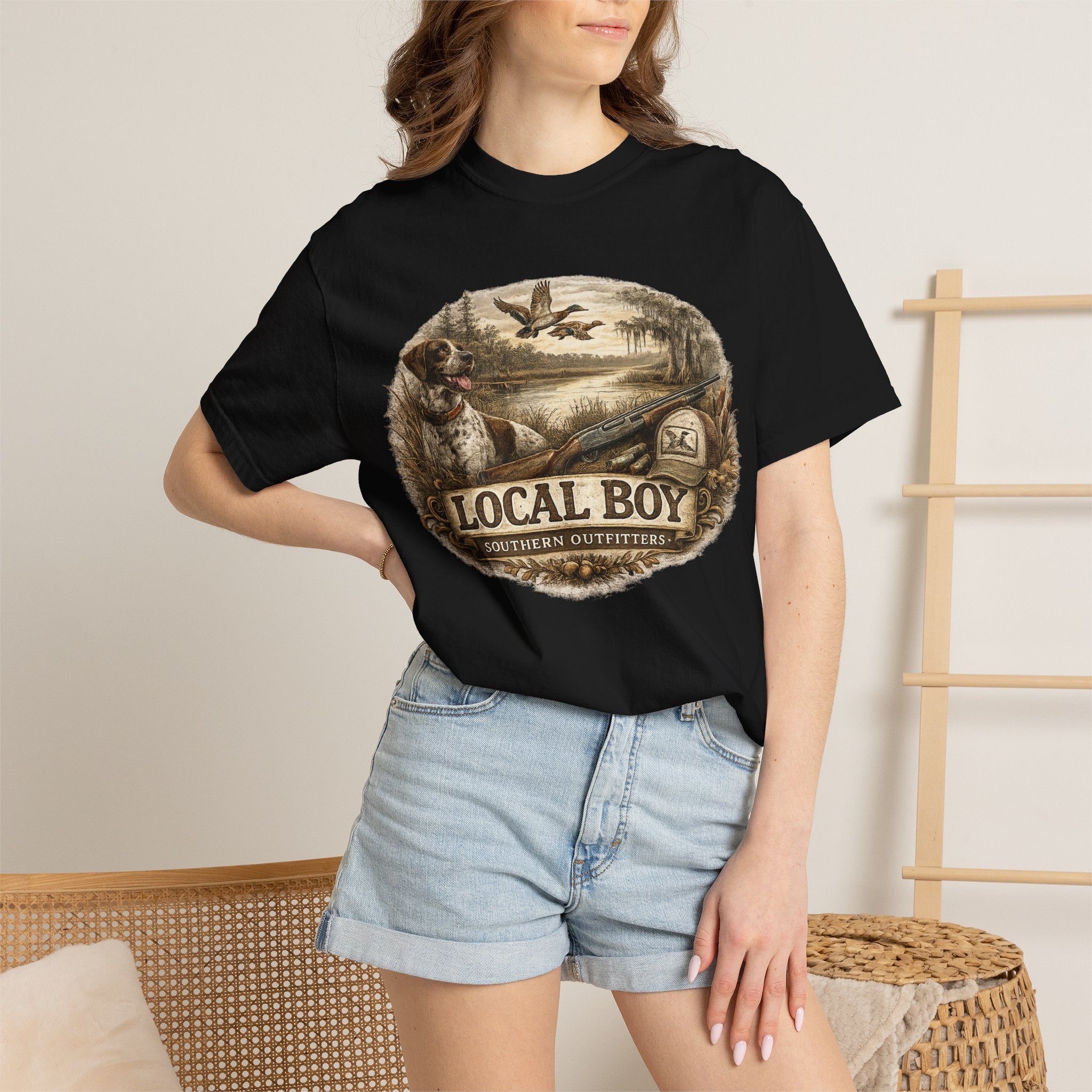 Local Boy Outdoor T‑Shirt — Vintage Hunting & Fishing Graphic