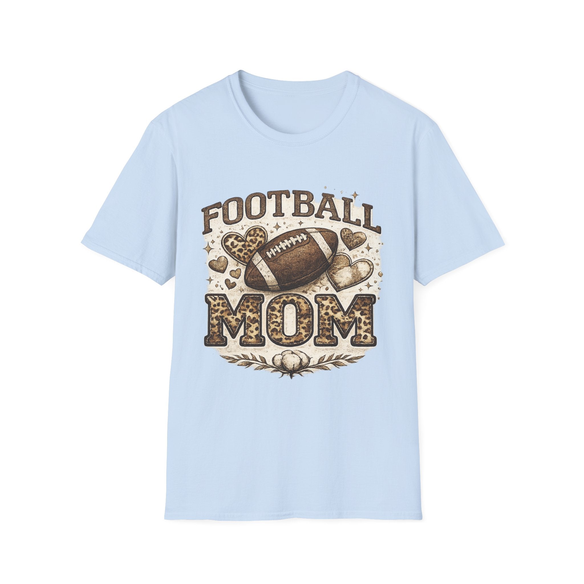 Football Mom T-Shirt — Leopard Heart Football Design