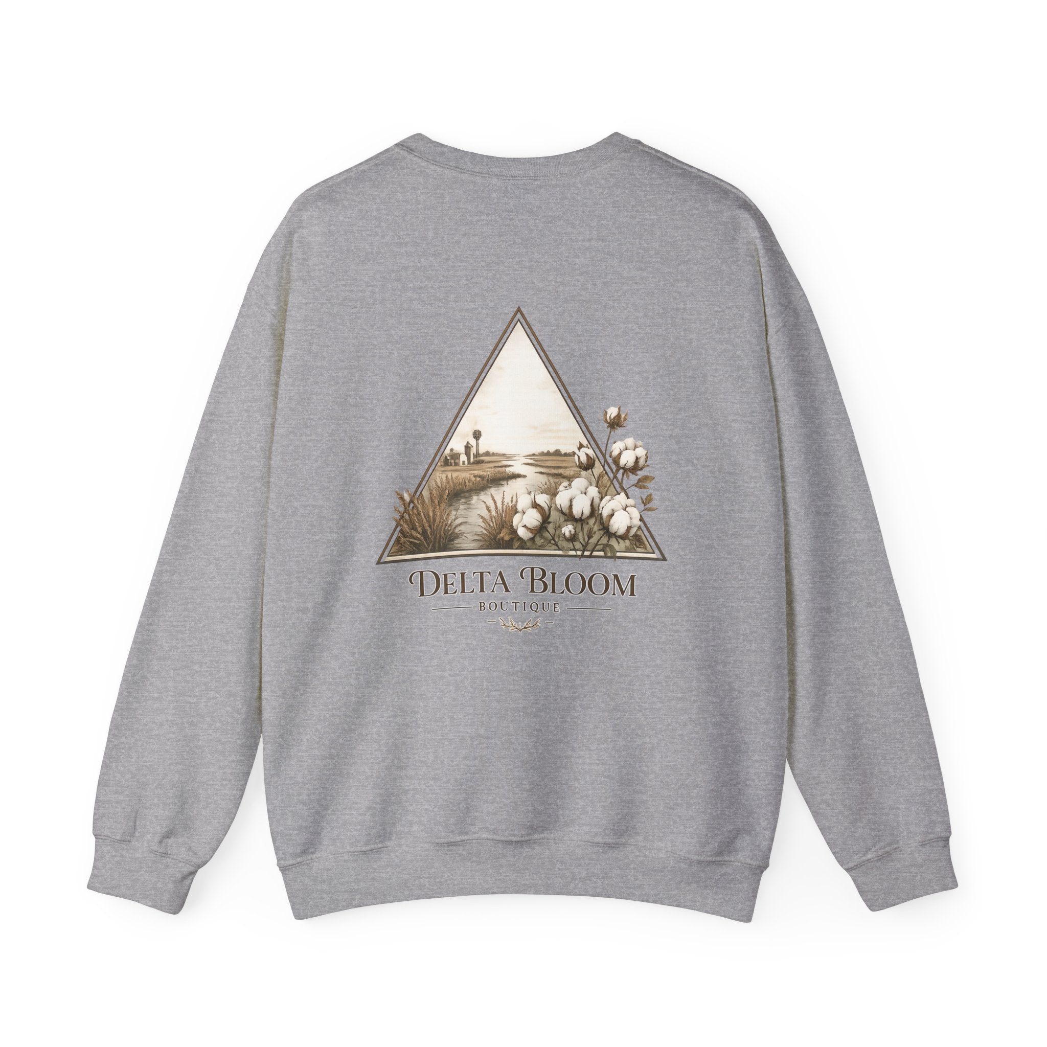 Delta Bloom Crewneck Sweatshirt — Botanical Triangle Graphic