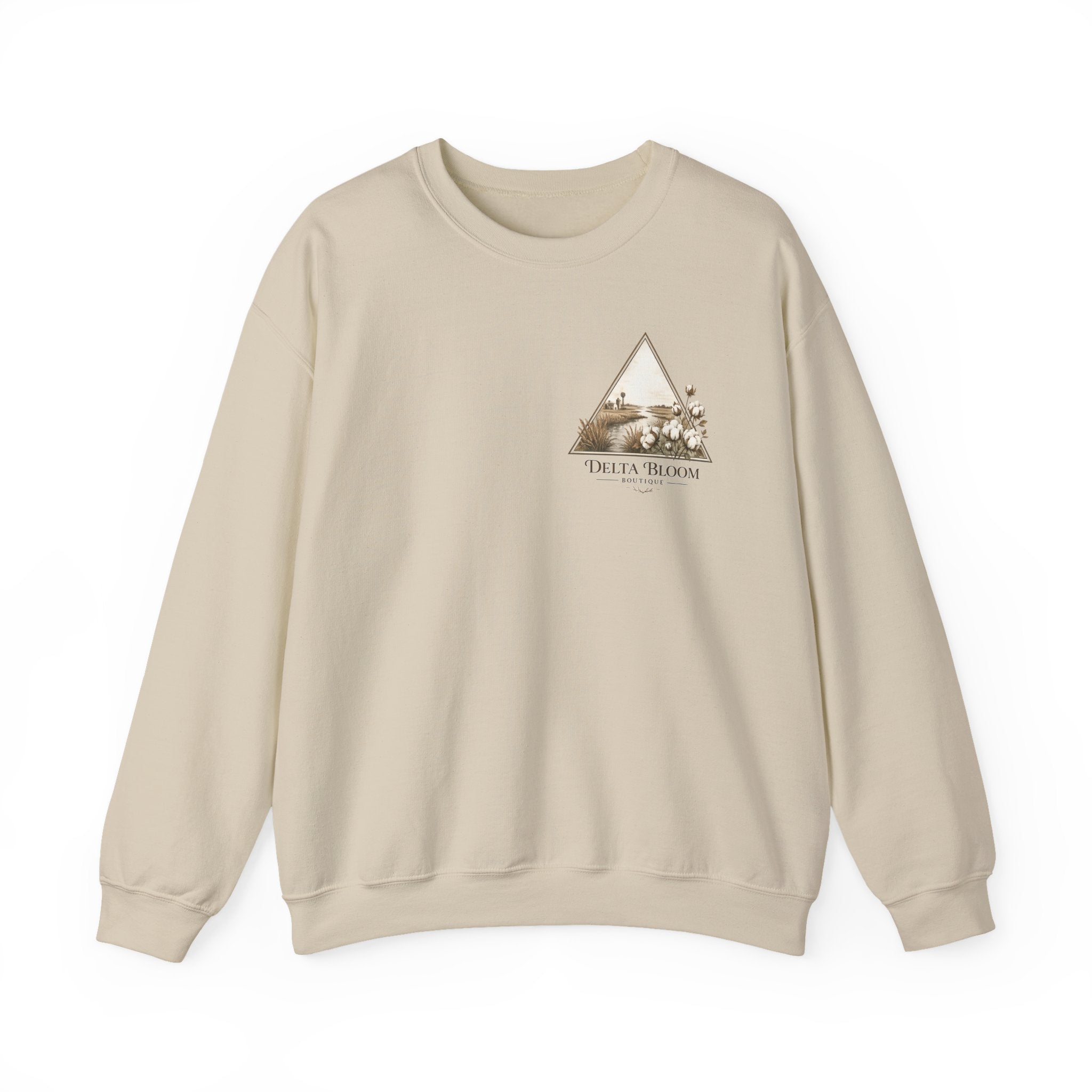 Delta Bloom Crewneck Sweatshirt — Botanical Triangle Graphic