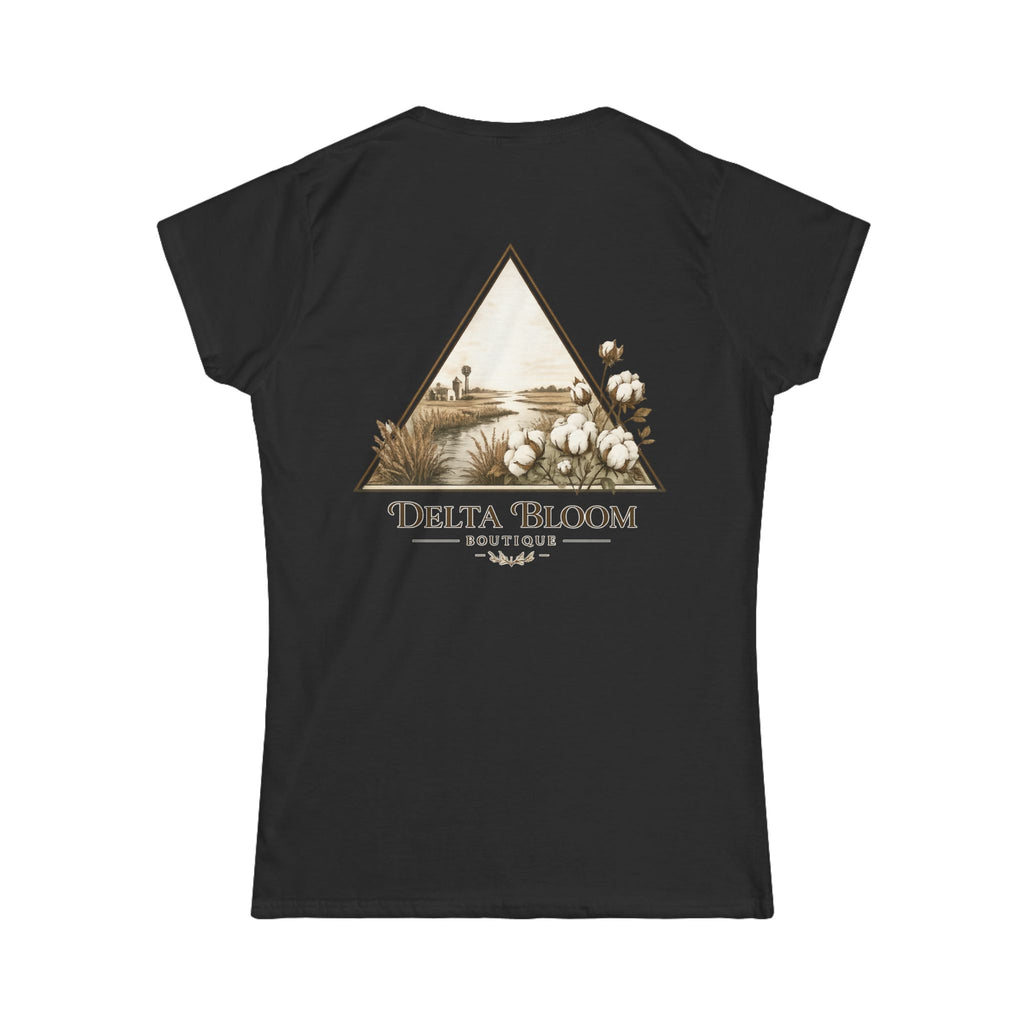 Delta Bloom Boutique Tee — Floral Triangle Logo Women's Tee