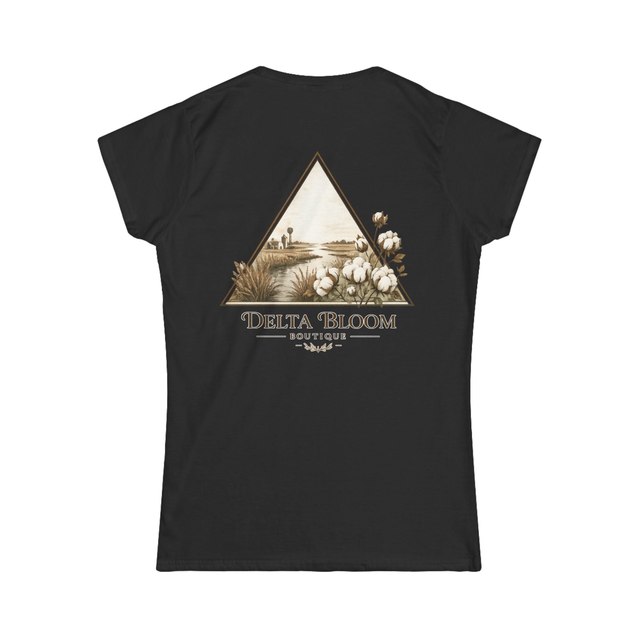 Delta Bloom Boutique Tee — Floral Triangle Logo Women's Tee
