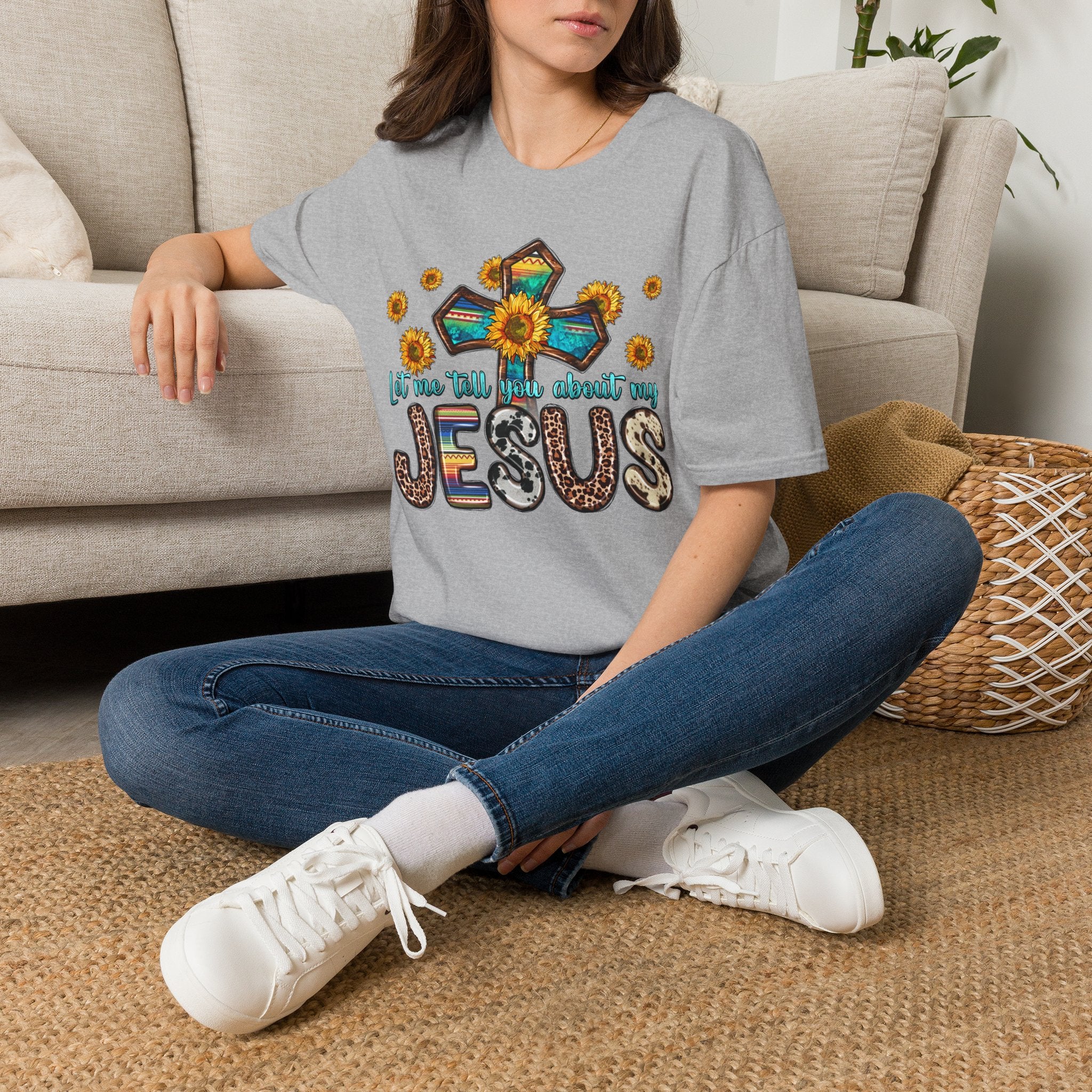 Jesus Sunflower Cross T-Shirt — It’s Me Tell You About My Jesus Graphic Tee