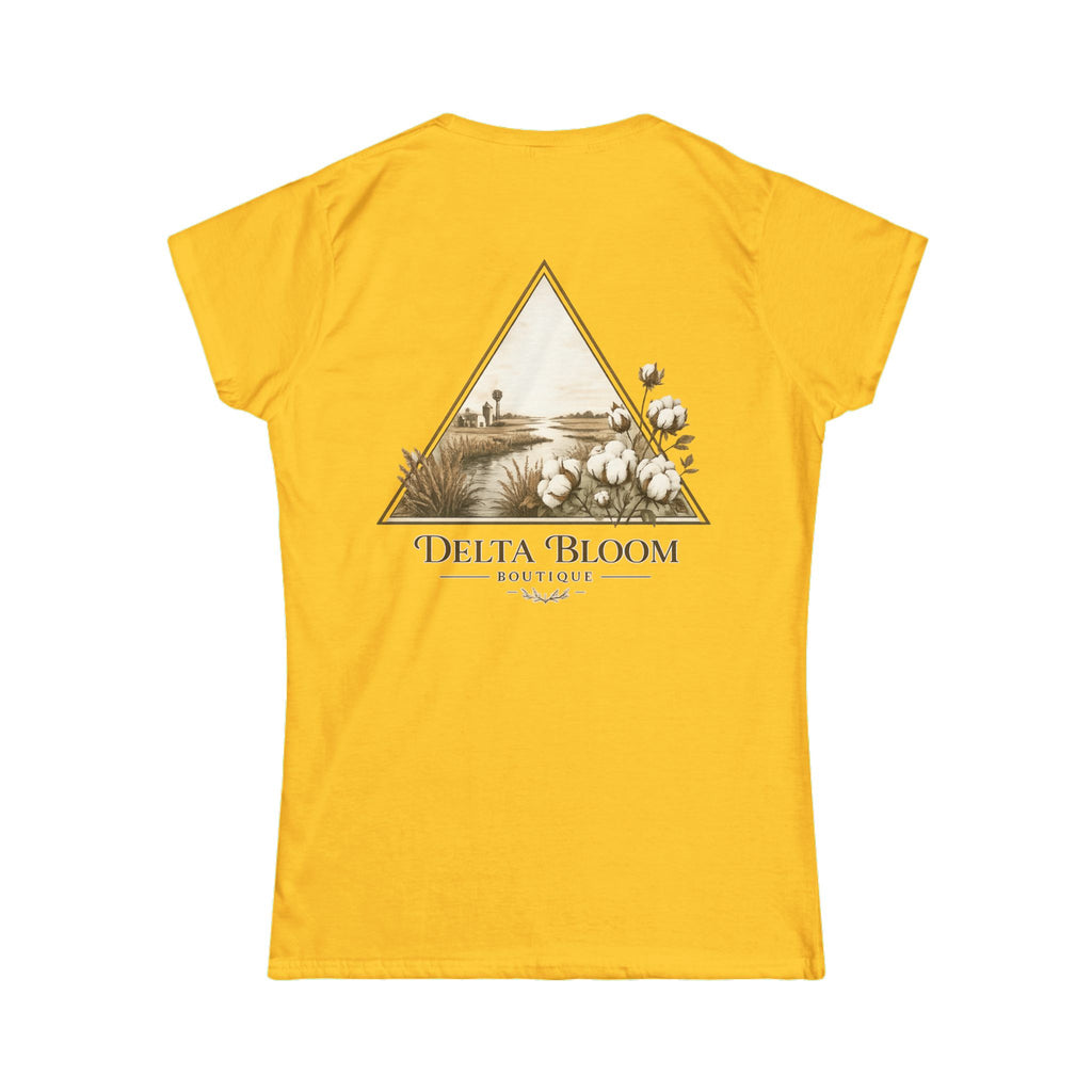 Delta Bloom Boutique Tee — Floral Triangle Logo Women's Tee