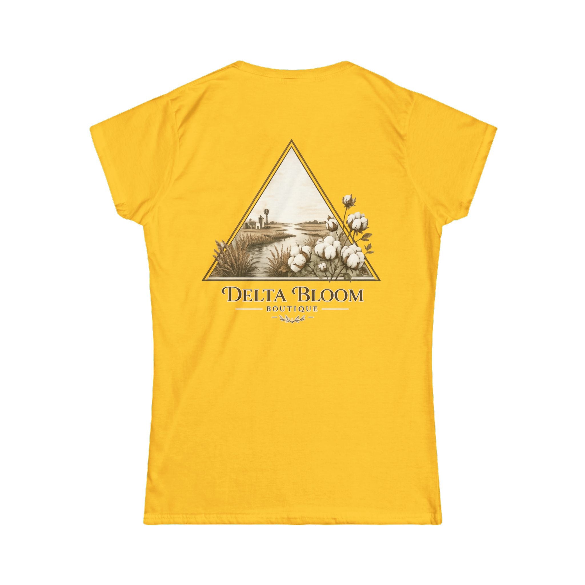 Delta Bloom Boutique Tee — Floral Triangle Logo Women's Tee