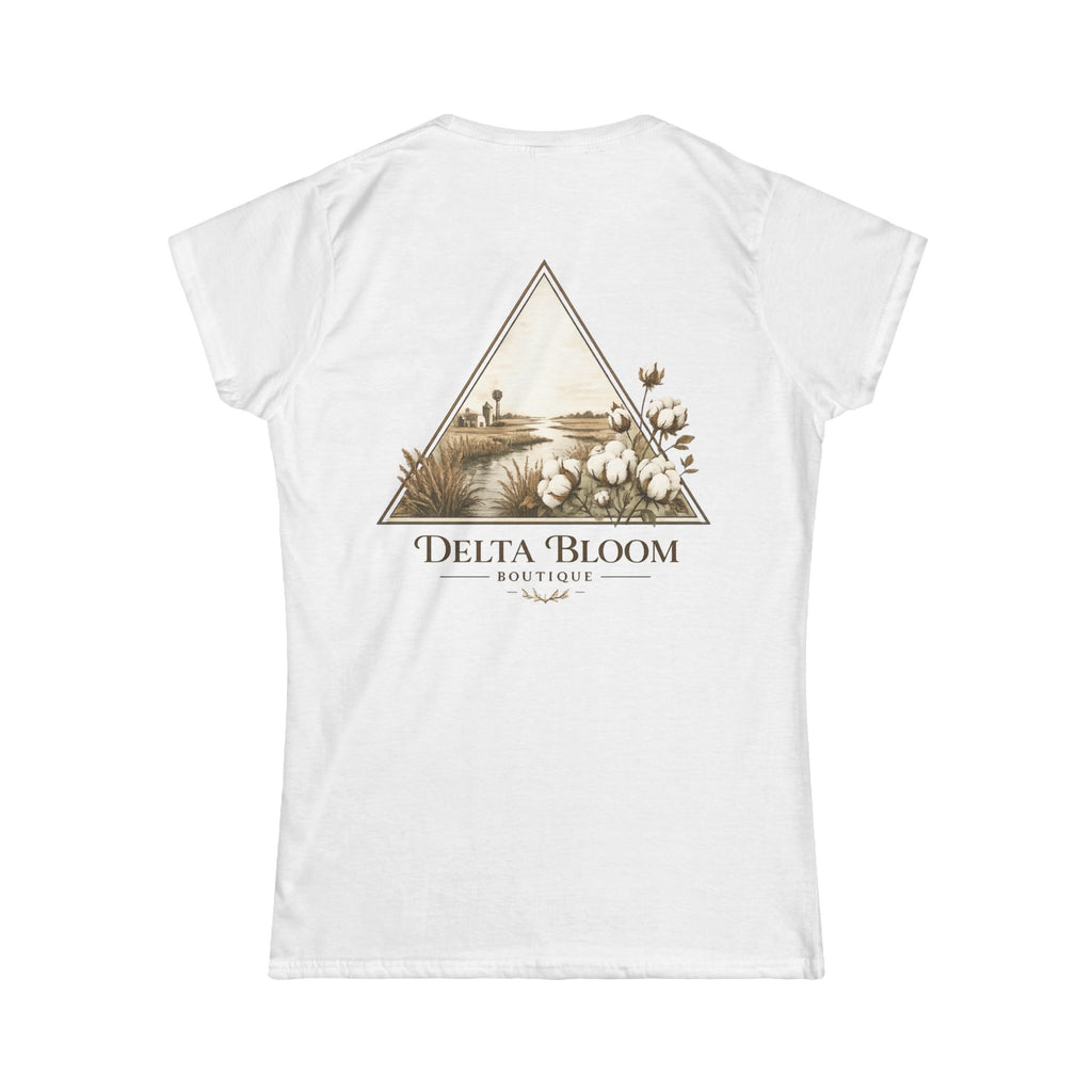 Delta Bloom Boutique Tee — Floral Triangle Logo Women's Tee
