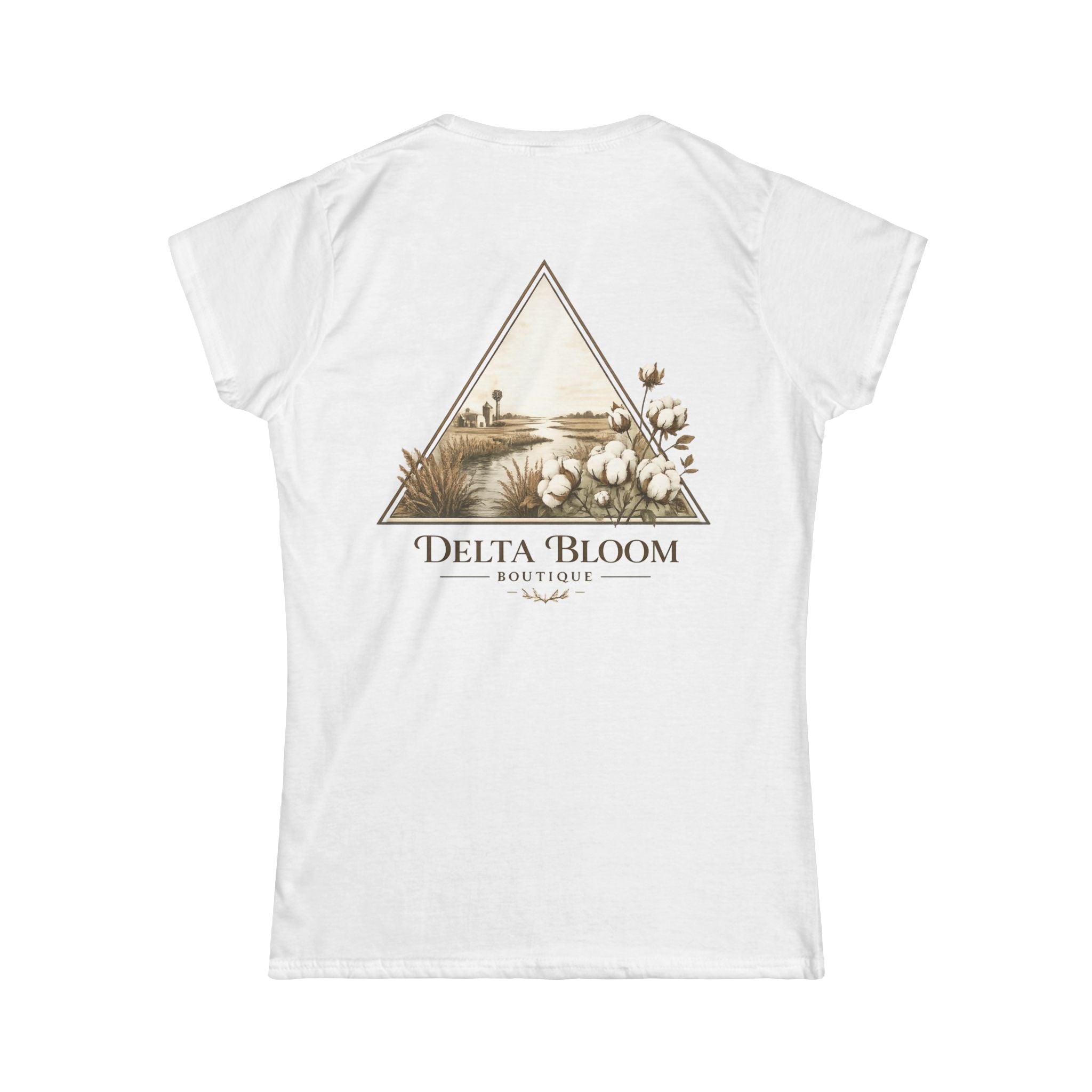Delta Bloom Boutique Tee — Floral Triangle Logo Women's Tee