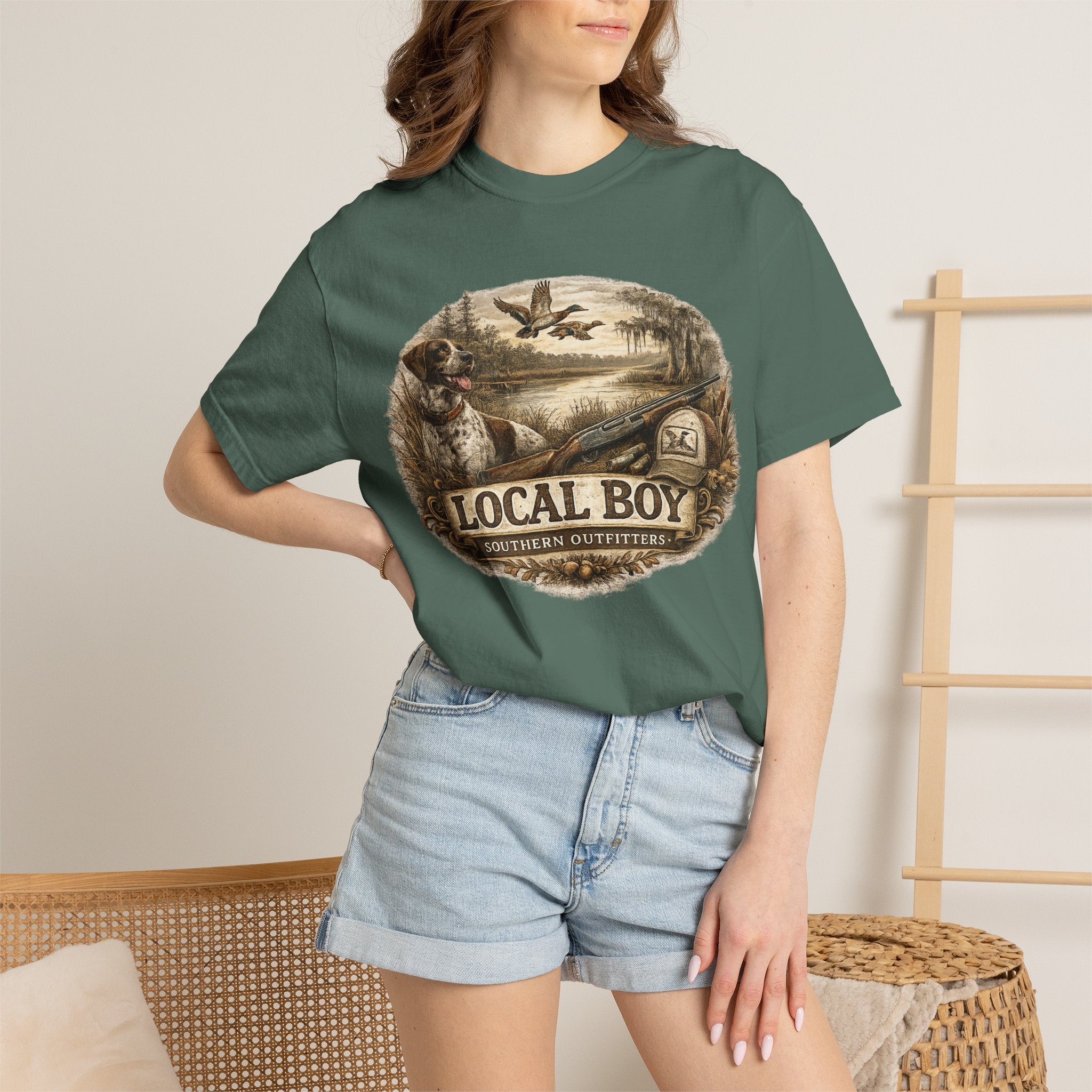 Local Boy Outdoor T‑Shirt — Vintage Hunting & Fishing Graphic
