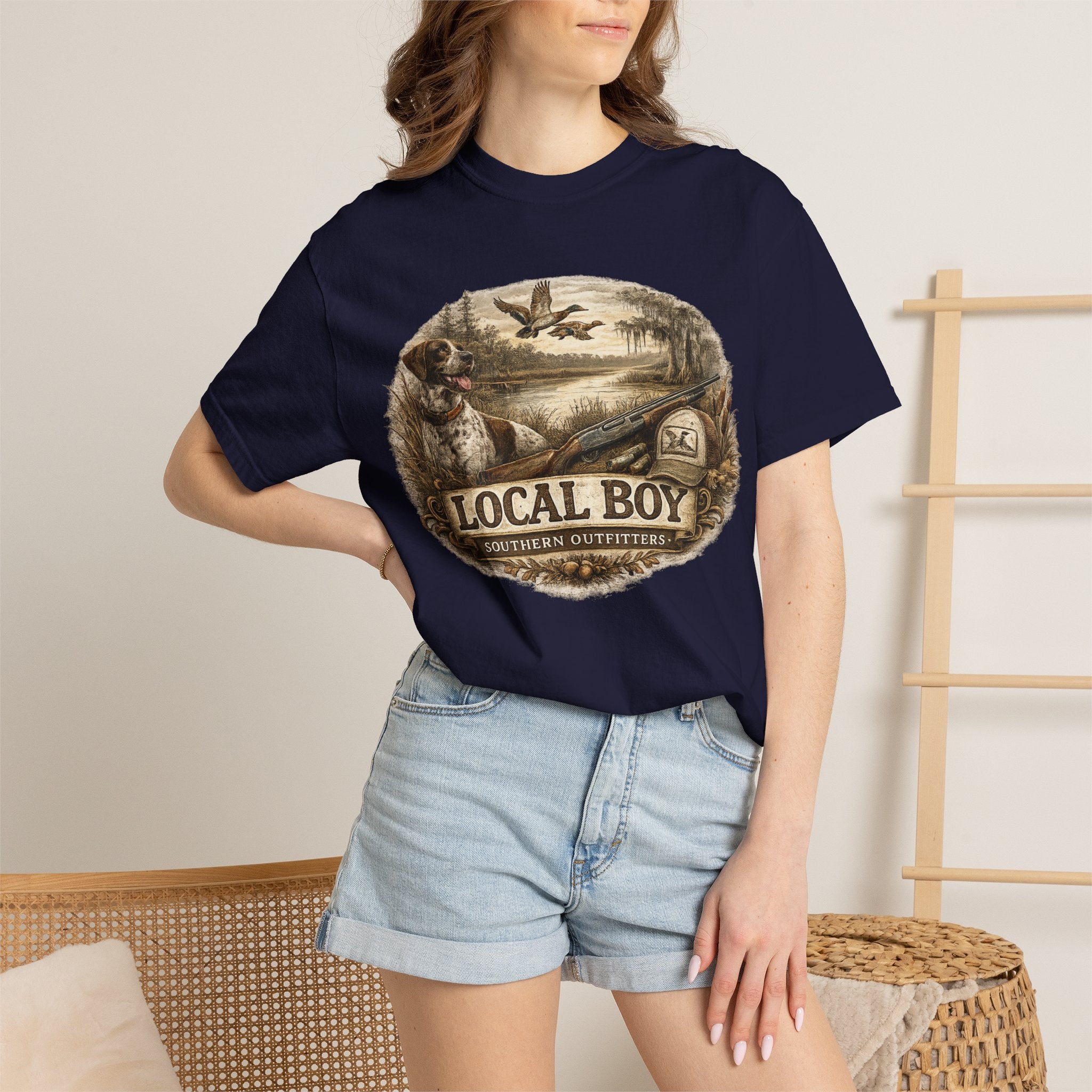 Local Boy Outdoor T‑Shirt — Vintage Hunting & Fishing Graphic