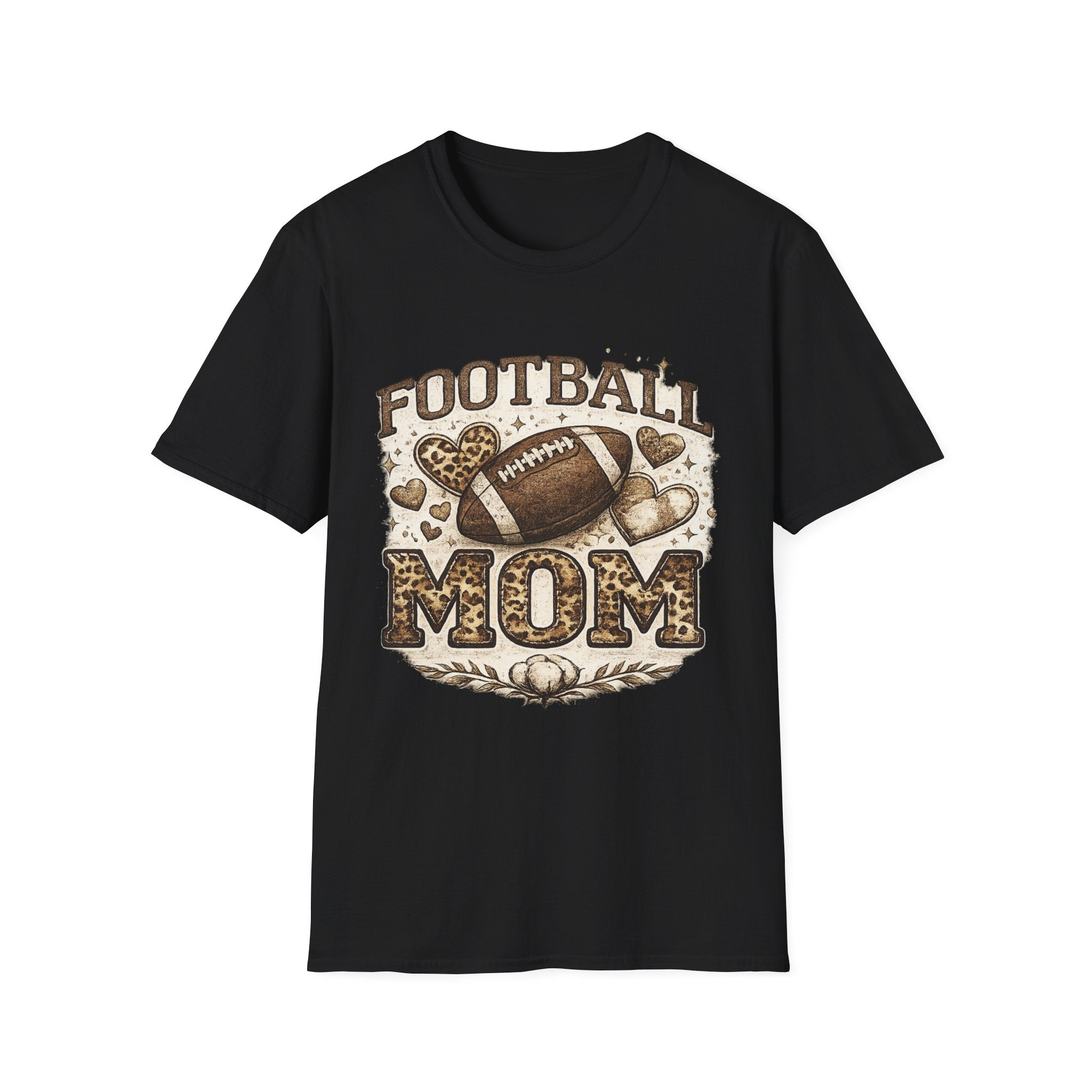 Football Mom T-Shirt — Leopard Heart Football Design