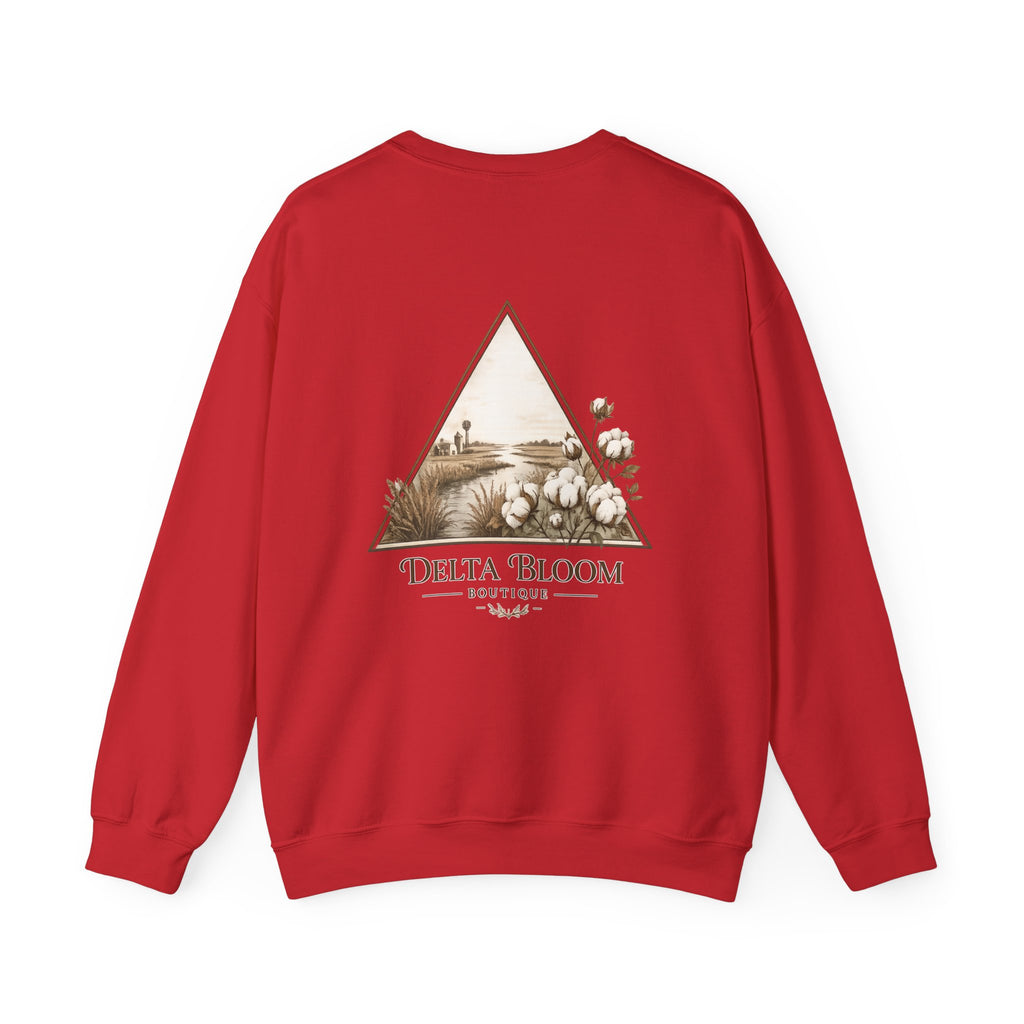 Delta Bloom Crewneck Sweatshirt — Botanical Triangle Graphic