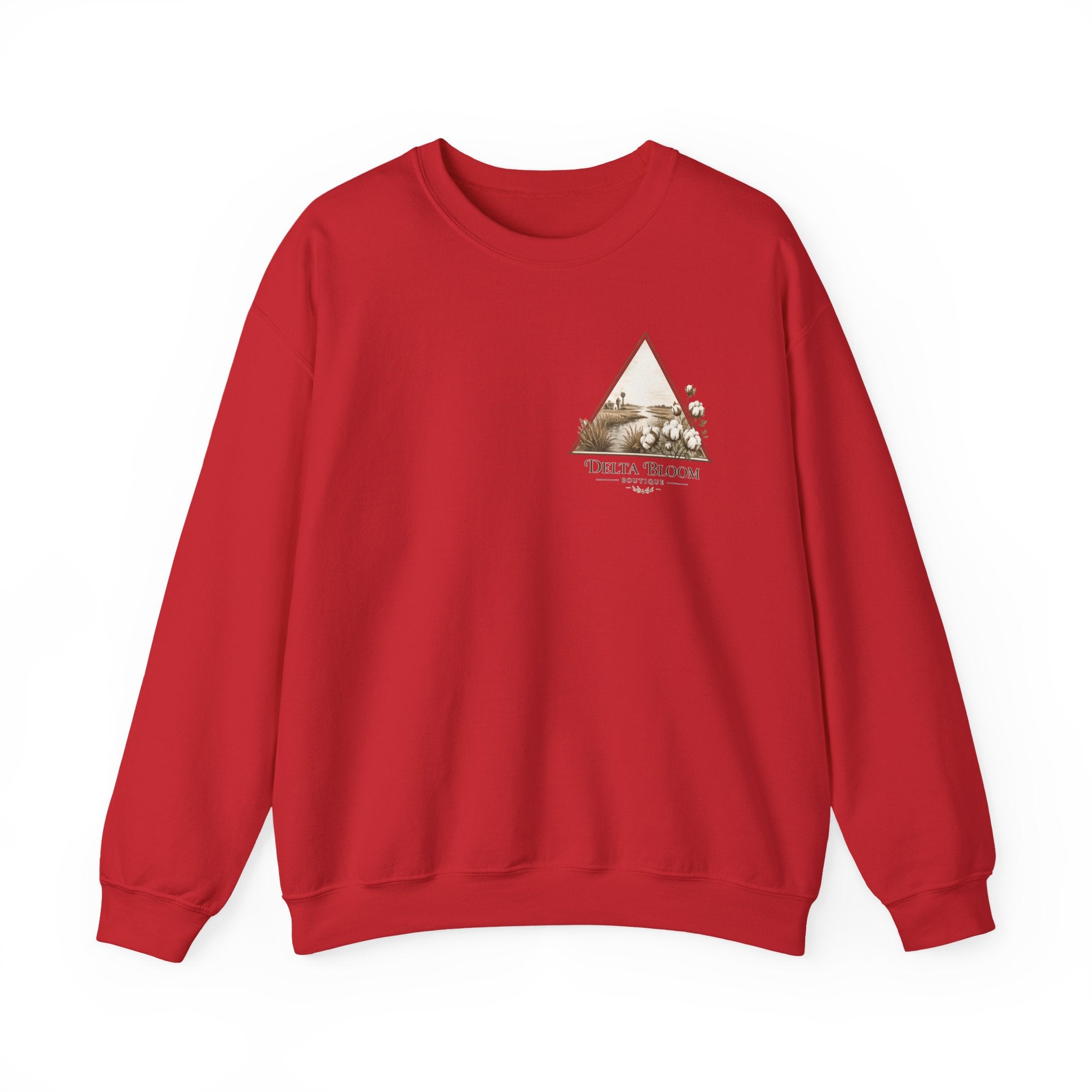 Delta Bloom Crewneck Sweatshirt — Botanical Triangle Graphic