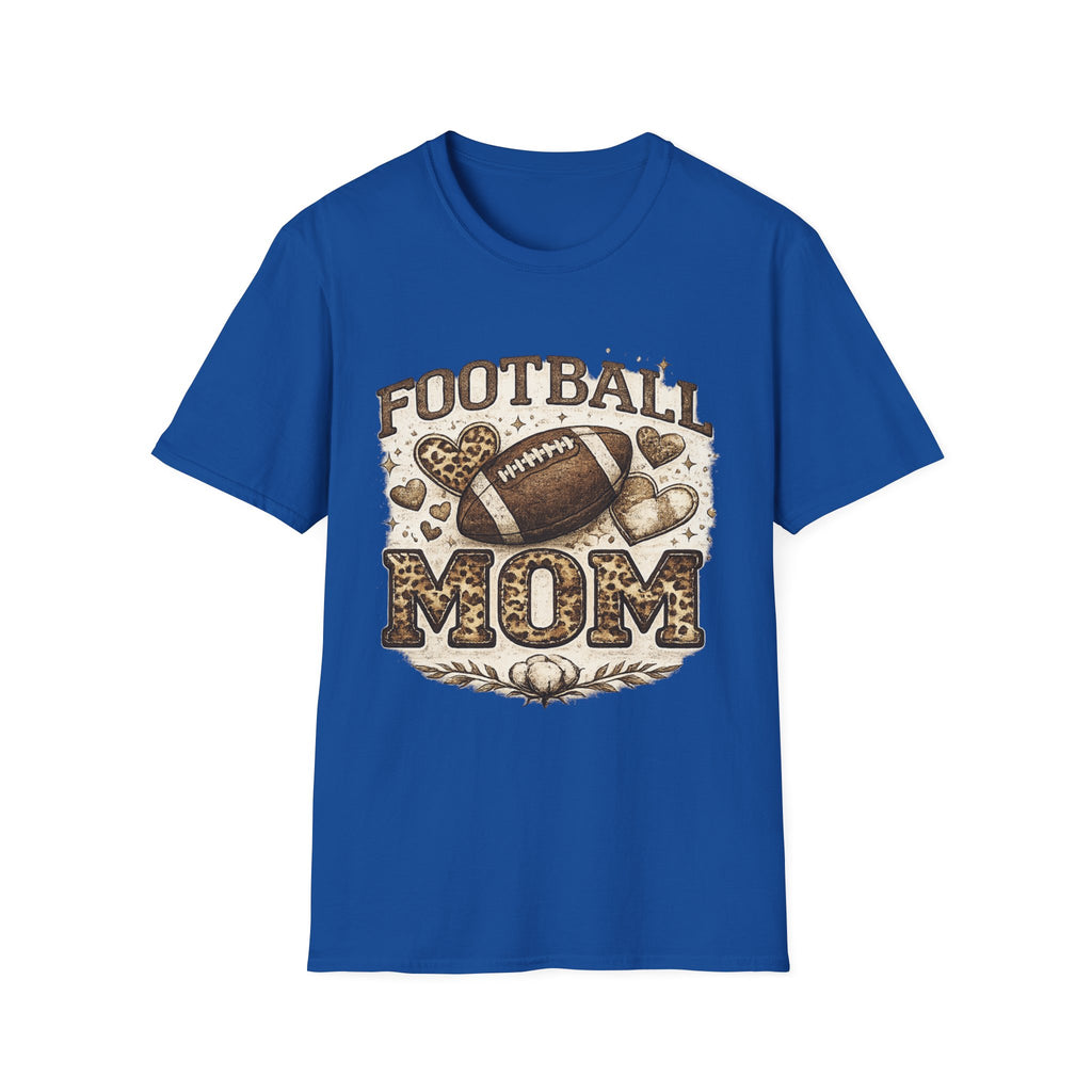 Football Mom T-Shirt — Leopard Heart Football Design