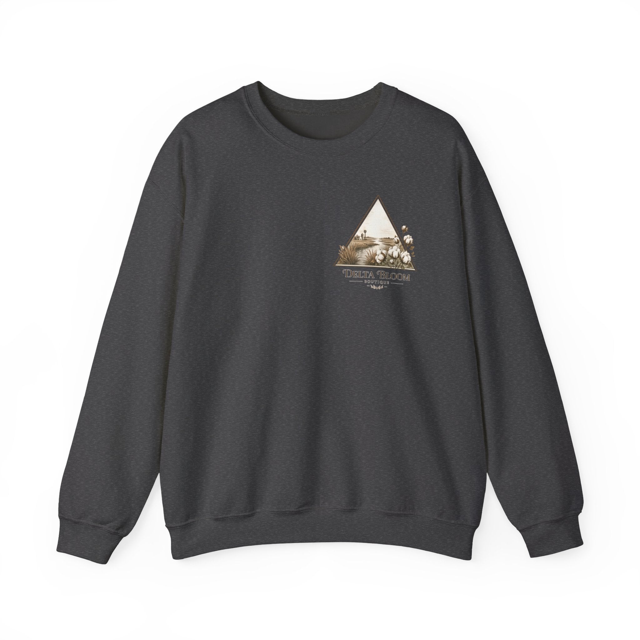Delta Bloom Crewneck Sweatshirt — Botanical Triangle Graphic